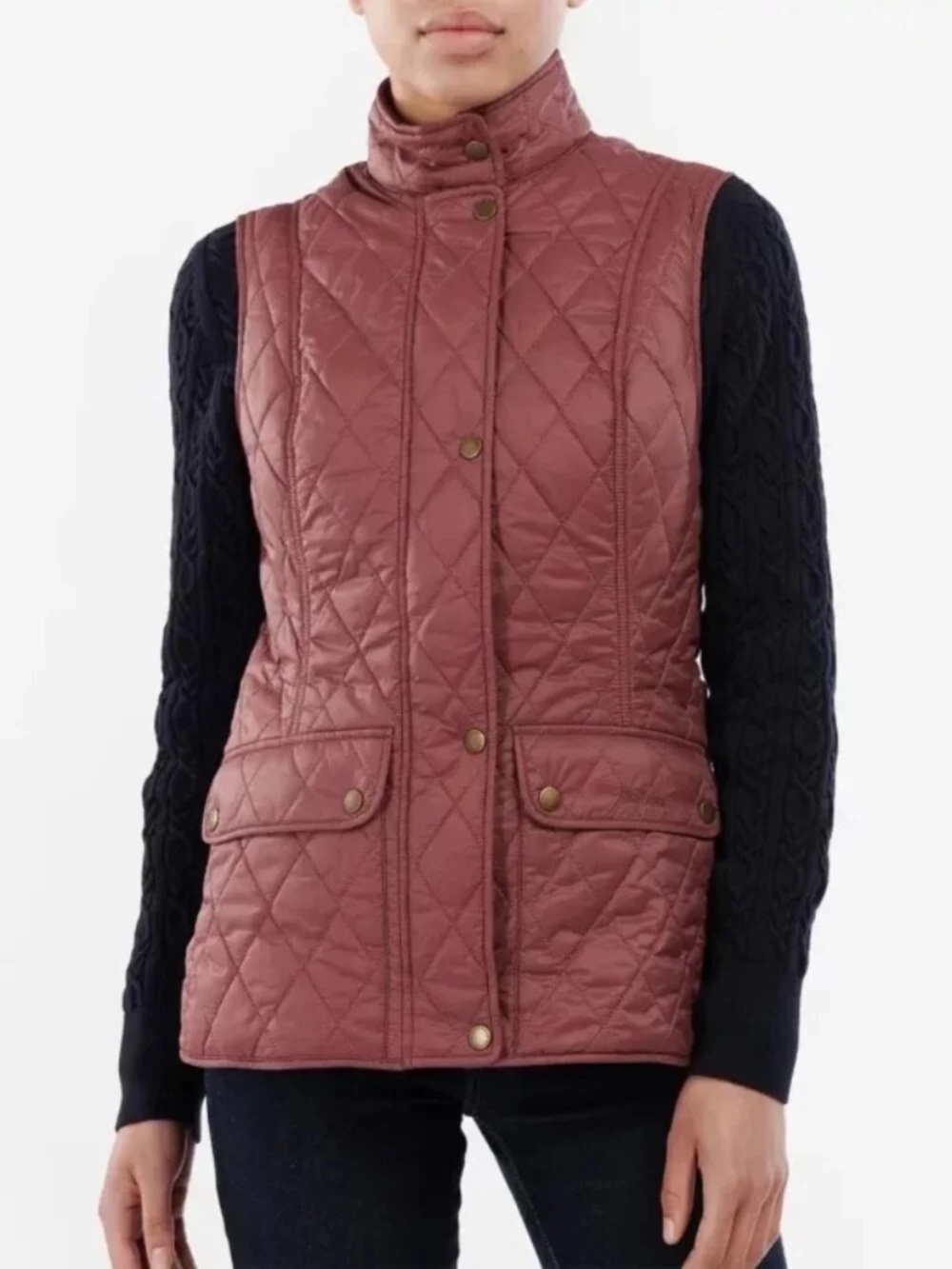 Barbour Otterburn Gilet Full Zip Quilted Vest Mauve Size 6